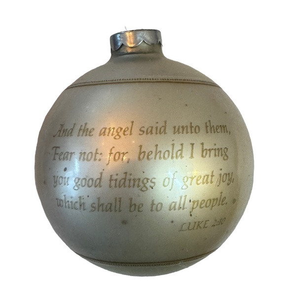 Hallmark Keepsake 1974 Christmas Glass Ornament Raphael Cherub w/ Bible Verse - Picture 3 of 5